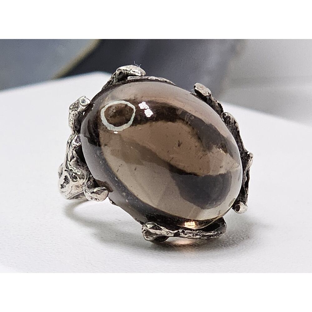 Vintage 925 Sterling Silver Collosal Smokey Quarts Ring Size 8.5 *Loose Stone*